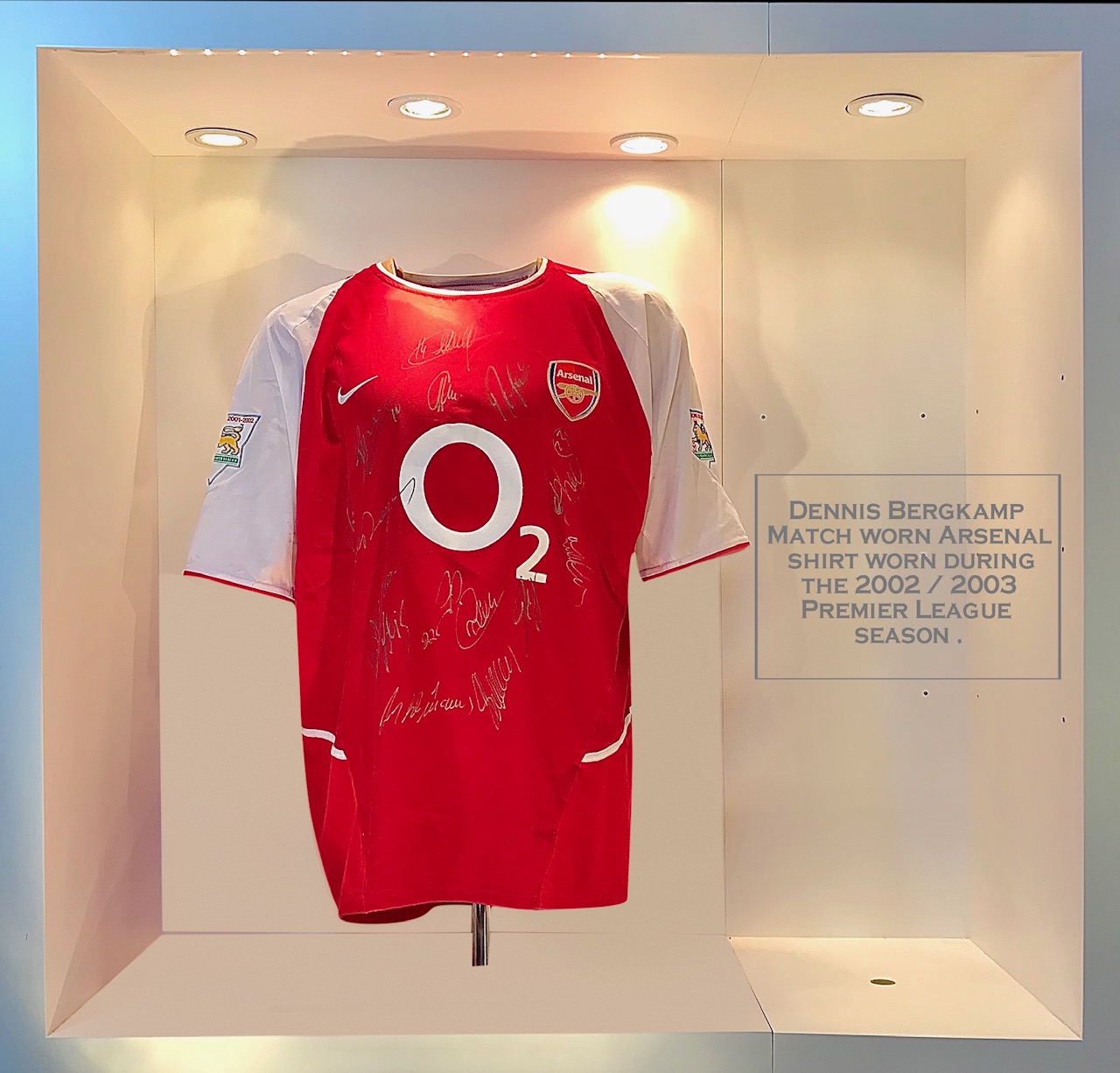 Arsenal Retro Shirt - Signed by Bergkamp - CharityStars