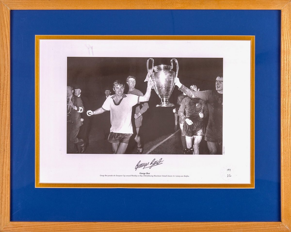 George Best Signed Framed Mounted 1968 European Cup Final Picture