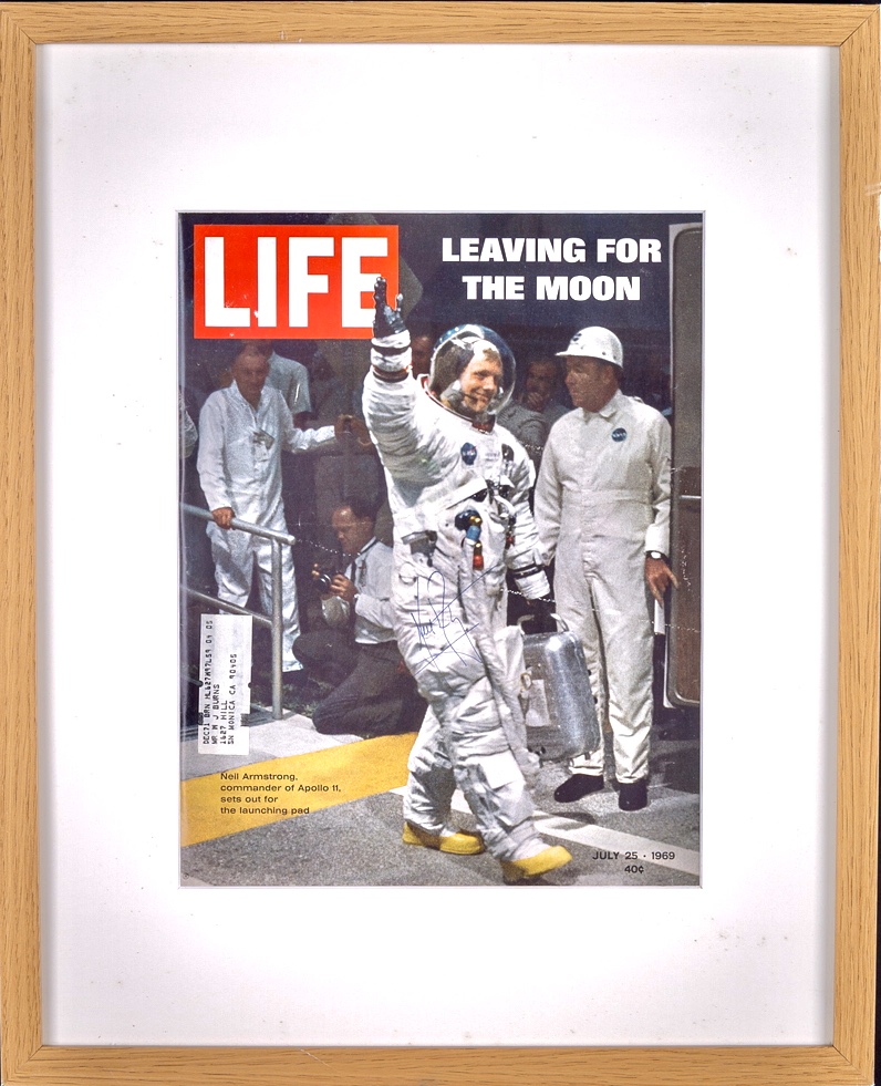 Neil Armstrong Hand Signed Life Magazine Cover Moon Landing 1969