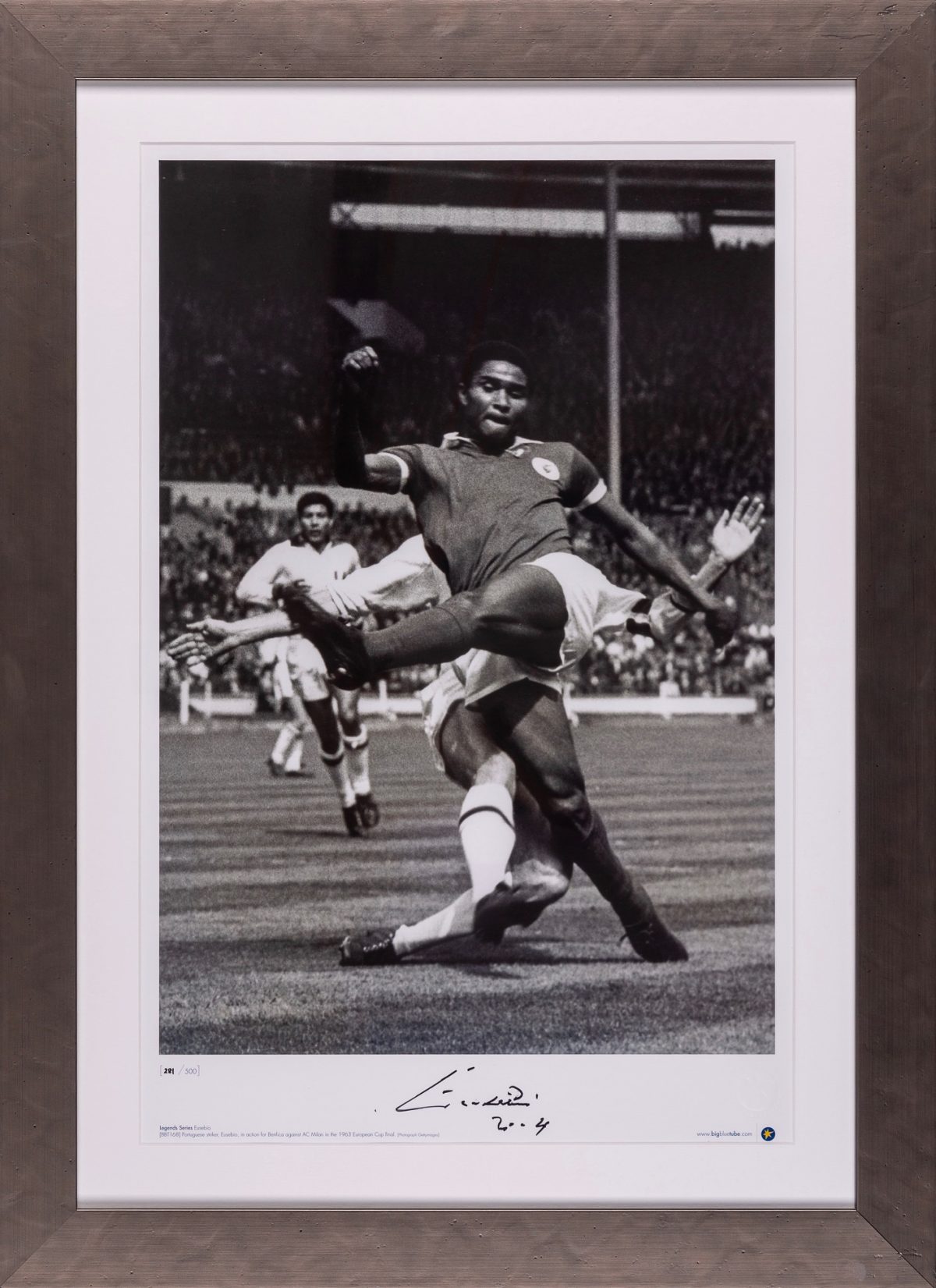 Eusebio Hand Signed Large Framed Mounted Benfica Poster