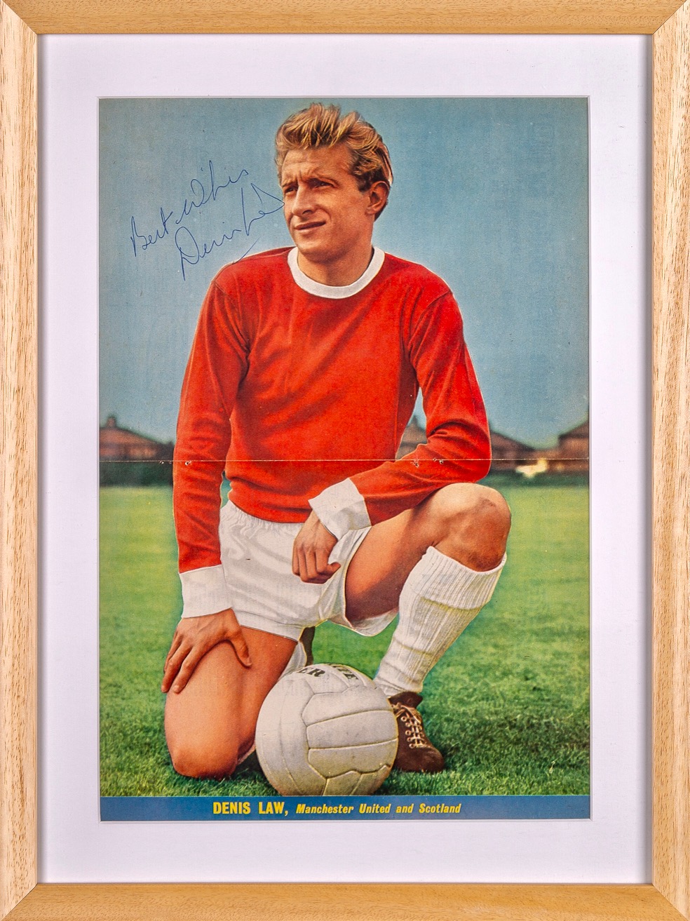 Dennis Law Signed Framed Large Manchester United Picture