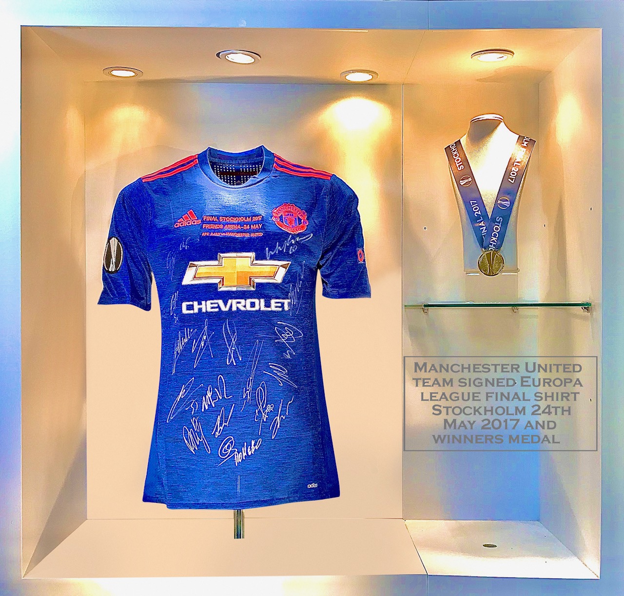 Manchester Europa League Final Team Signed Shirt 2017 & Winners Medal - Golden Soccer Signings