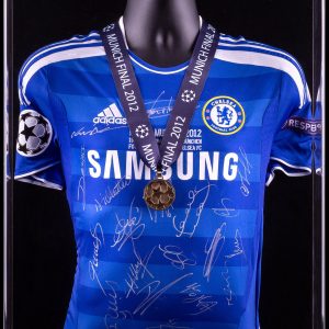 Chelsea UEFA Champions League Final 2012 Team Signed Shirt & Medal Display