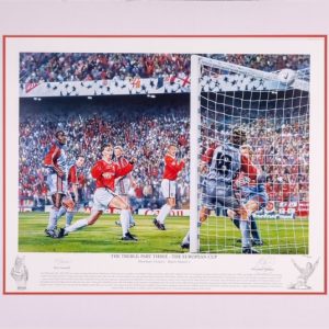 Ole Gunner Solskjaer Hand Signed UEFA Champions League Final 1999 The Treble Print