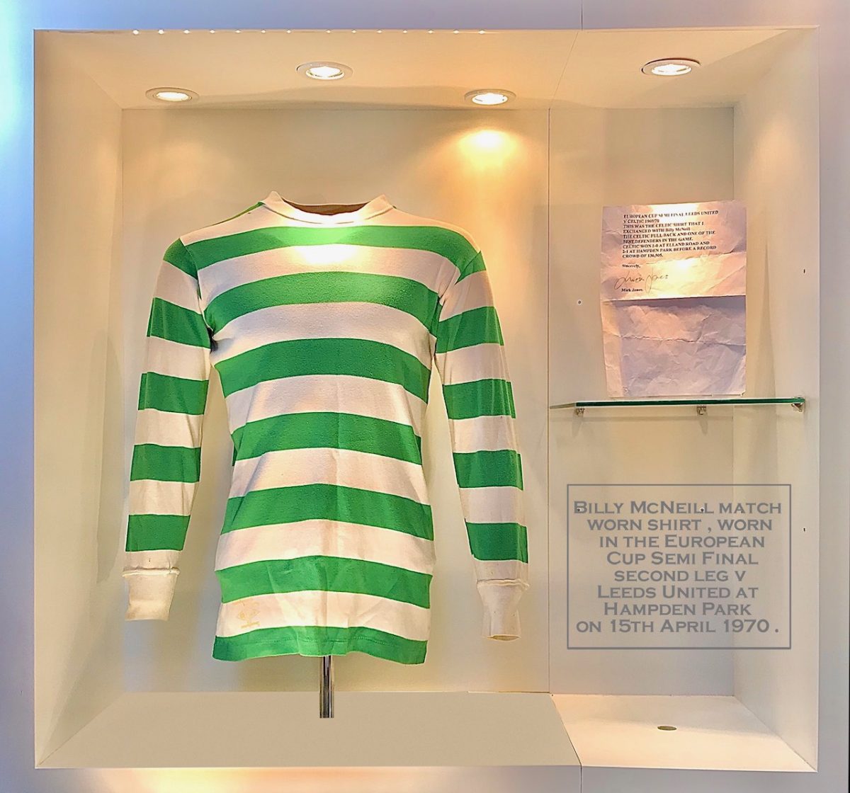 Billy McNeill Match Worn UEFA European Cup Semi Final Celtic Shirt 1970