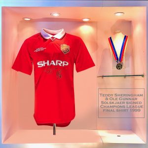 Teddy Sheringham & Ole Solskjaer Signed Champions League Final Shirt 1999 & Winners Medal