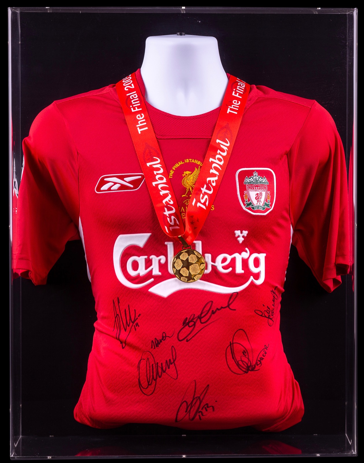 Liverpool Champions League Final 2005 Signed Shirt Medal Display