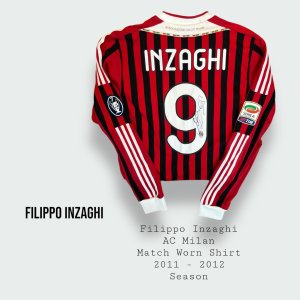 Filippo Inzaghi Match Worn AC Milan Shirt 2011 - 2012 Season