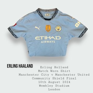 Erling Haaland Match Worn Manchester City Community Shield Final Shirt 2024