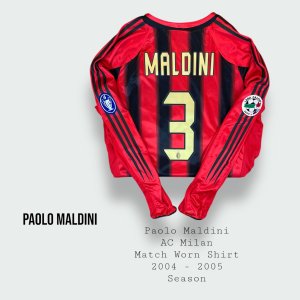 Paolo Maldini Match Worn A.C Milan Shirt 2004 - 2005 Season