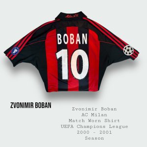 Zvonimir Boban Match Worn AC Milan Champions League Shirt 2000 - 2001 Season