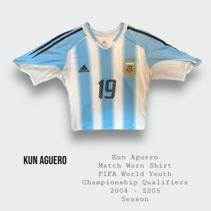 Kun Aguero Match Worn Argentina FIFA World Youth Championship Qualifiers Shirt 2004 - 2005