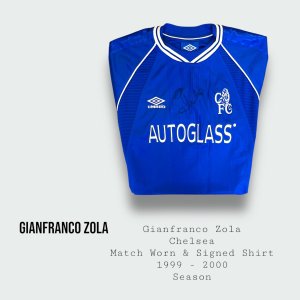 Gianfranco Zola Match Worn & Signed Chelsea Premier League Shirt 1999 - 2000 Season