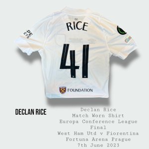 Declan Rice Match Worn West Ham United Europa Conference League Final Shirt 2023