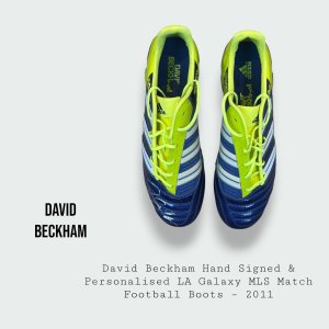David Beckham Hand Signed & Personalised LA Galaxy MLS Match Football Boots  - 2011