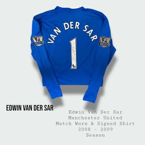 Edwin Van Der Sar Match Worn & Signed Manchester United Premier League Shirt 2008 - 2009 Season