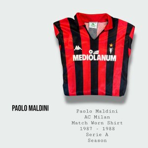 Paolo Maldini Match Worn A.C Milan Shirt 1987 - 1988 Season