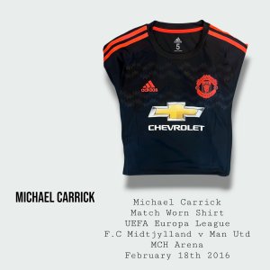 Michael Carrick Match Worn Manchester United UEFA Shirt 2015 - 2016 Season