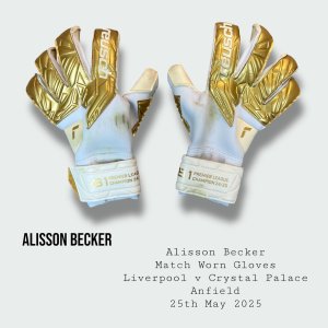 Alisson Becker Match Worn Liverpool Premier League Champions Gloves 2024 - 2025 Season