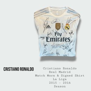Cristiano Ronaldo Match Worn & Team Signed Real Madrid Shirt 2015 - 2016 Season