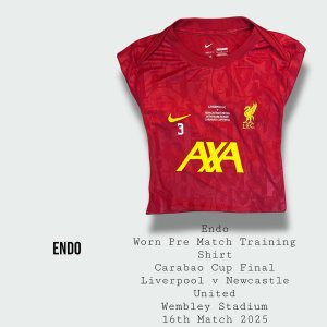 Endo Match / Training Worn Liverpool Pre Match Carabao Cup Final Shirt 2025