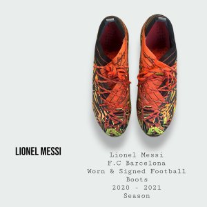 Lionel Messi Prototype Test Worn & Used Sample & Signed F.C Barcelona Football Boots 2020 - 2021 Season