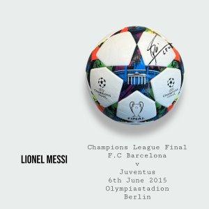 Lionel Messi Signed F.C Barcelona Champions League Final Match Ball 2015