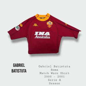Gabriel Batistuta Match Worn Roma Shirt 2000 - 2001 Season
