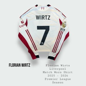 Florian Wirtz Match Worn Liverpool Premier League Shirt 2025 - 2026 Season