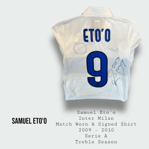 Samuel Eto'o Match Worn & Signed Inter Milan Shirt 2009 - 2010 Season