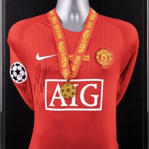 Cristiano Ronaldo Signed Manchester United UEFA Champions League Final Shirt & Winners Medal Display 2008