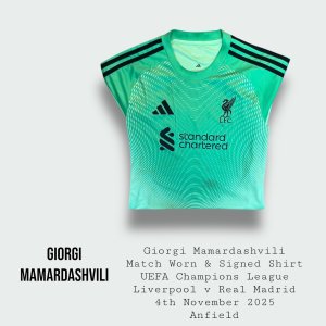 Giorgi Mamardashvili Match Worn & Signed Liverpool UEFA Champions League Shirt 2025 - 2026 Season