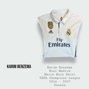 Karim Benzema Match Worn Real Madrid Champions League Shirt 2016 - 2017 Season