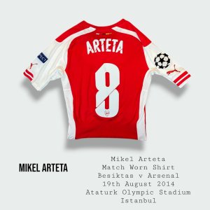 Mikel Arteta Match Worn Arsenal UEFA Champions League Shirt 2014 - 2015 Season