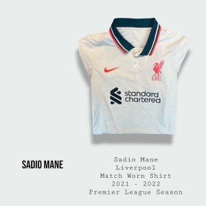 Sadio Mane Match Worn Liverpool Premier League Shirt 2021 - 2022 Season