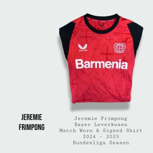 Jeremie Frimpong Match Worn & Signed Bayer Leverkusen Shirt 2024 - 2025 Season