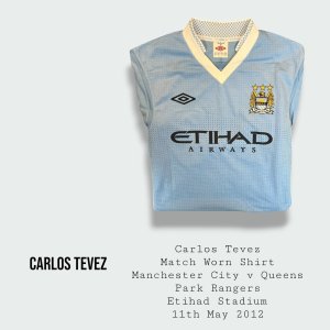 Carlos Tevez Match Worn Manchester City Shirt 2011 - 2012 Season