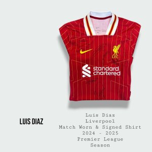 Luis Diaz Match Worn & Signed Liverpool Premier League Shirt 2024 - 2025 Premier League Champions Season