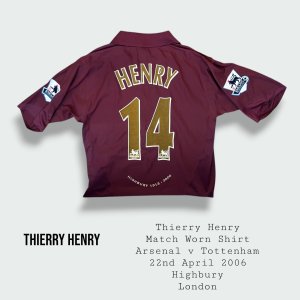 Thierry Henry Match Worn Arsenal Premier League Shirt 2005 - 2006 Season - Final Season Highbury
