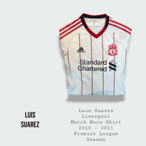 Luis Suarez Match Worn Liverpool Premier League Shirt 2010 - 2011 Season