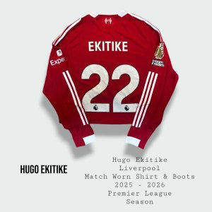 Hugo Ekitike Match Worn Liverpool Premier League Shirt & Worn Boots 2025 - 2026 Season