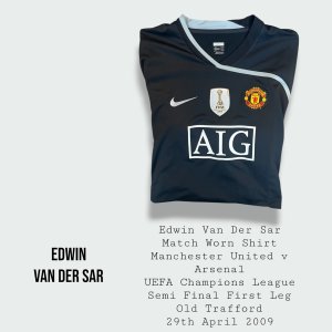 Edwin Van Der Sar Match Worn Manchester United UEFA Champions League Shirt 2008 - 2009 Season
