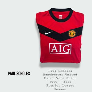 Paul Scholes Match Worn Manchester United Shirt 2009 - 2010 Season