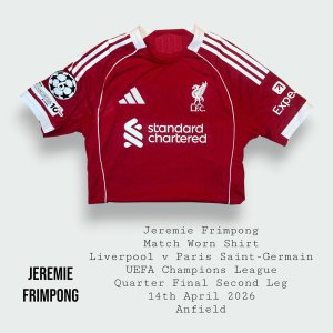 Jeremie Frimpong Match Worn Liverpool UEFA Champions League Shirt 2025 - 2026 Season