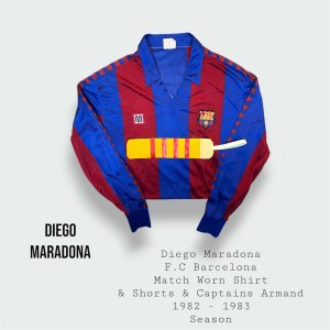 Diego Maradona Match Worn F.C Barcelona Shirt & Shorts & Captains Armband 1982 - 1983 Season