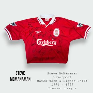 Steve McManaman Match Worn & Signed Liverpool Premier League Shirt 1996 - 1997 Season