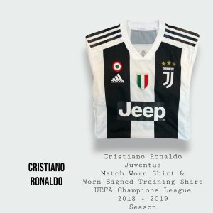 Cristiano Ronaldo Match Worn UEFA Champions League Juventus Shirt & Signed Worn Training Shirt 2018 - 2019 Season