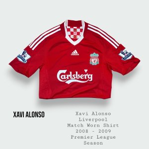 Xavi Alonso Match Worn Liverpool Premier League Shirt 2008 - 2009 Season