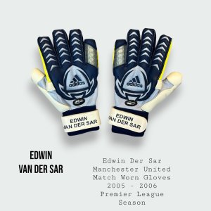 Edwin Van Der Sar Match Worn Manchester United Debut Gloves 2005 - 2006 Season