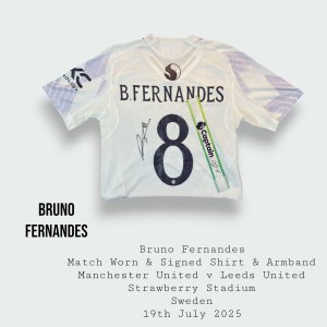 Bruno Fernandes Match Worn & Signed Manchester United Shirt & Captains Armand 2025 - 2026 Season